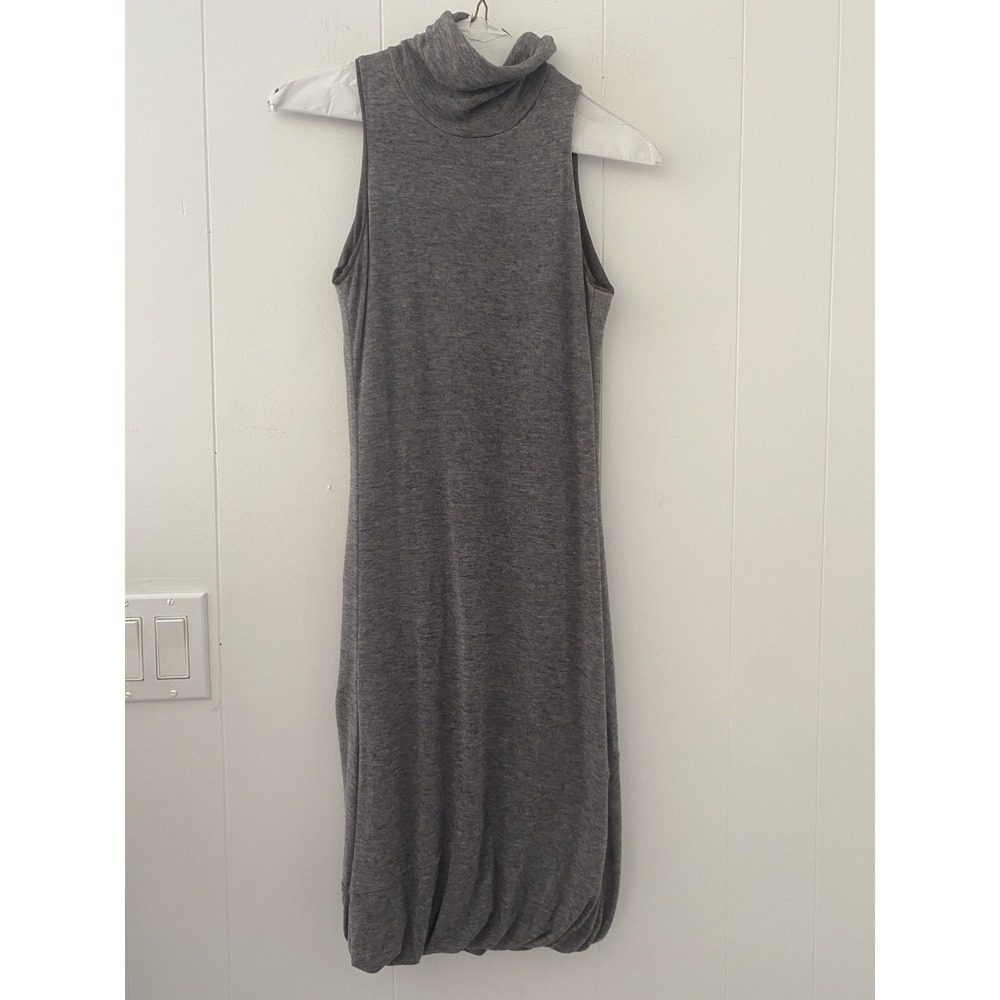 Susy Mix Italy Gray Sleeveless Turtleneck Bubble Hem Dress Medium Wool Blend